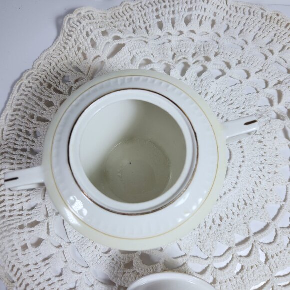 Embassy Maddock Cream and Sugar Set Art Deco circa 1930s Glazed, Gold Lustre - Picture 6 of 11